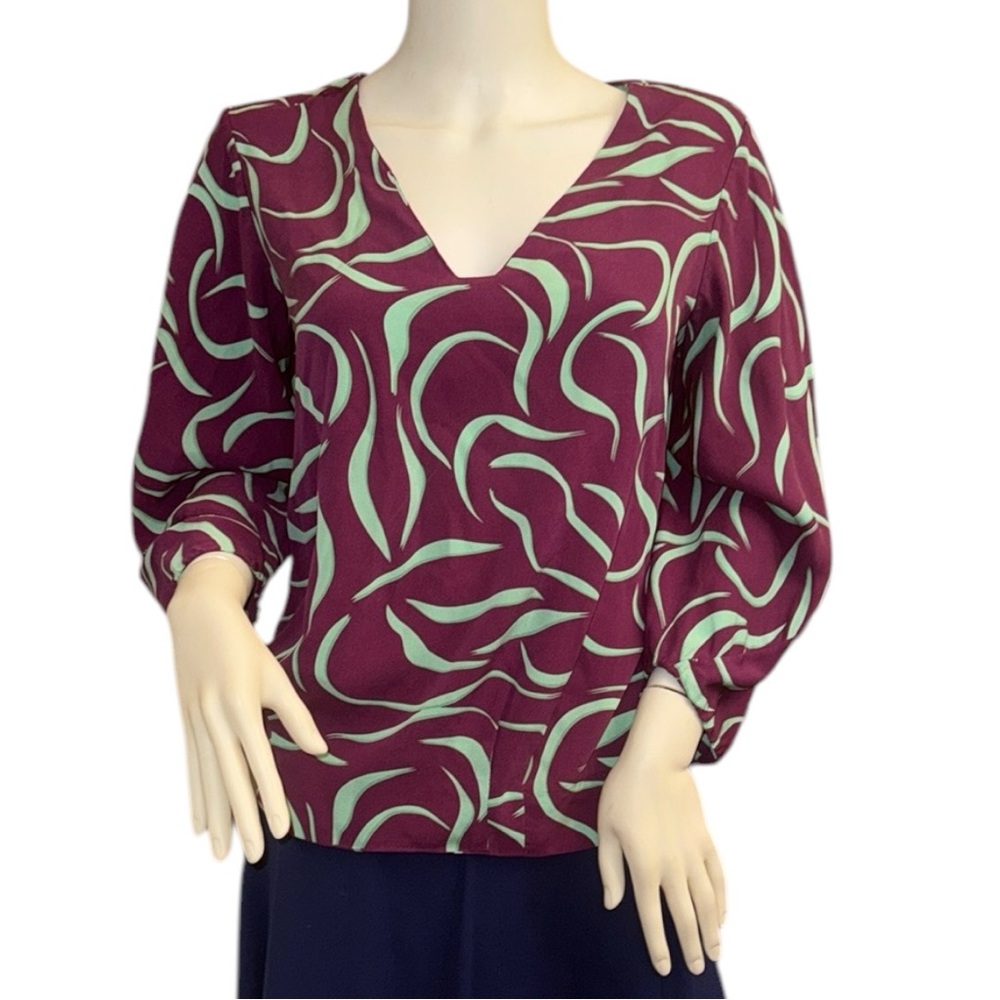 Diane Von Furstenberg Purple Silk Blouse Size 2